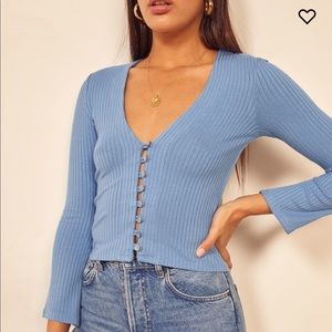 Reformation Gellar Top in Parisian Blue Size Small